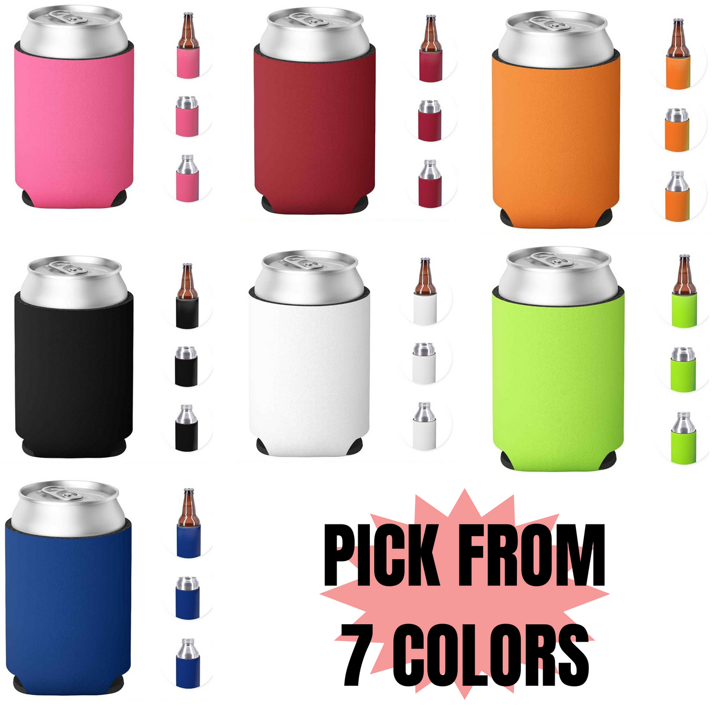 Can Koozie, 7 colors to choose.